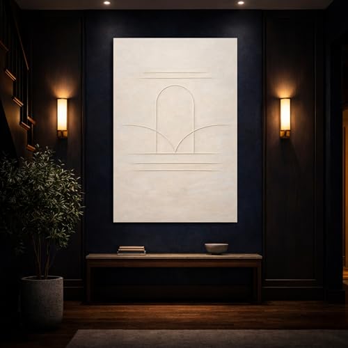 Toile beige lignes d'arches abstraites tableau mural moderne vertical 60x90 cm - 4