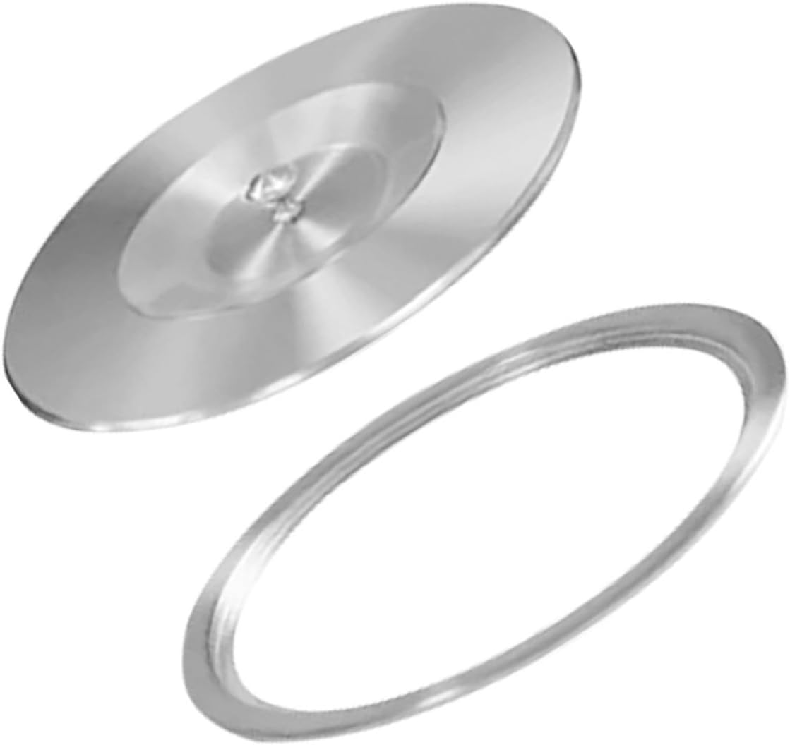 Stainless Steel Trash Can Lid for Countertop Recessed Waste Container Cover 304 Kitchen Garbage Can Replacement Lid with Handle and Guide Ring for Built-in Trash Bin