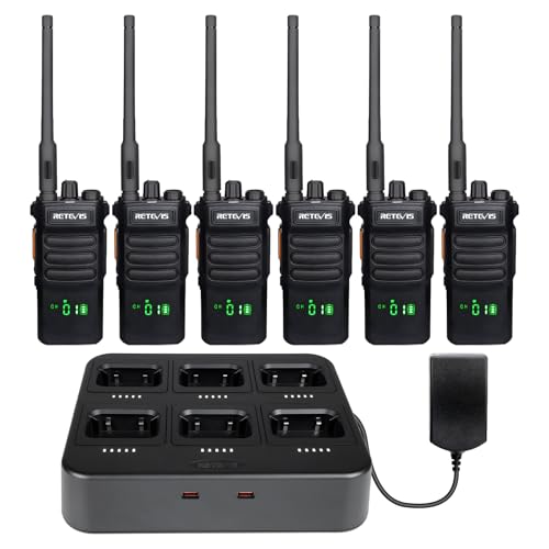Image of Retevis RT86 2 Way Radio Long Range with 6 Way Charger for Warehouse,6Pack | High Power Strong Signal, Professional Walkie Talkies, ABS Heavy Duty, Rugged, Rechargeable,16h Long battery life,Hands-free