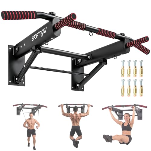 SPORTNOW Barra per Trazioni da Parete Pieghevole con 3 Ganci 120 kg Nero