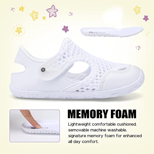 Lisdwde Toddler Kids Swim Water Shoes Quick Dry Non-Slip Water Skin Barefoot Sports Shoes Aqua Socks For Boys Girls Toddler Mesh White 8.5-9 Toddler #TOP5