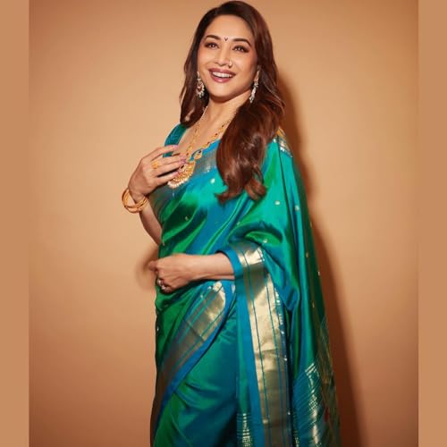 Image of SGF11 Women's Kanjivaram Paithani Silk Saree With Unstitched Blouse Piece