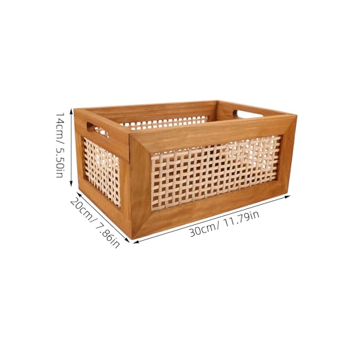 Panier de rangement rectangulaire en bois rustique Operitacx pour bureau - 3