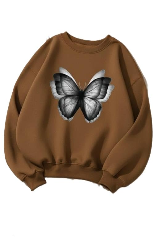 Women Girls Premium Fleece Sweatshirt Printed Design Full Sleeve Winter Outfit-image-0