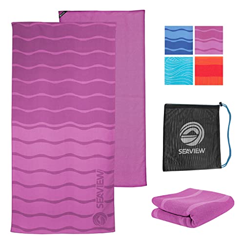 Seaview 180 Akumal Oversized Microfiber Beach Towel, 75% Recycled (Color: Ripple Plum)