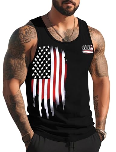 Gosuif Mens Tank Top Patriotic Shirts for Men USA Flag