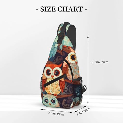 Mochila Sling Crossbody Negra Anime Búho miniatura 2