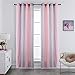 GIRASOLE HOME® Coppia Tende Doppio Velo Oscuranti Morbide Fantasia Stelle Vuote Tenda Isolante per Camera e Cameretta Bambini 2 Pannelli con Occhielli (140x235cm, Rosa e Violetto)