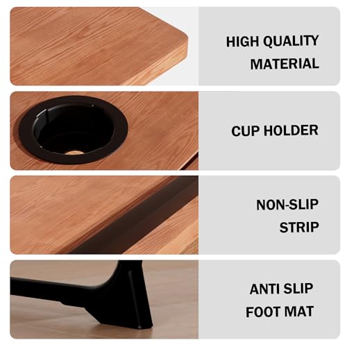 Laptop Bed Table,Laptop Bed Desk with Foldable Legs & Cup Slot, Folding Table Adjustable Trays, Reading Book Holder Notebook Stand Lap Tray for Bed, Sofa,Terrace,Carpet, Walnut