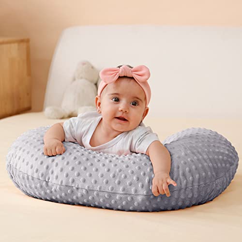 QUENESS Nursing Pillow and Positioner, Breastfeeding, Bottle Feeding, Baby Sitting Support with Removable Ultra Soft Cover, Tummy Time Support for Baby Boys and Girls (Gray) - Thumbnail 7