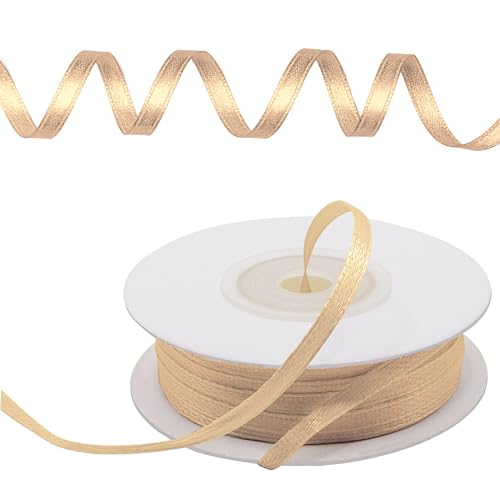 Fita dourada de 3 mm de cetim duplo rolo de fita acetinado para presentes de casamento, batizado, comunhão, confirmação, cerimónia de Natal, bobina de 50 metros