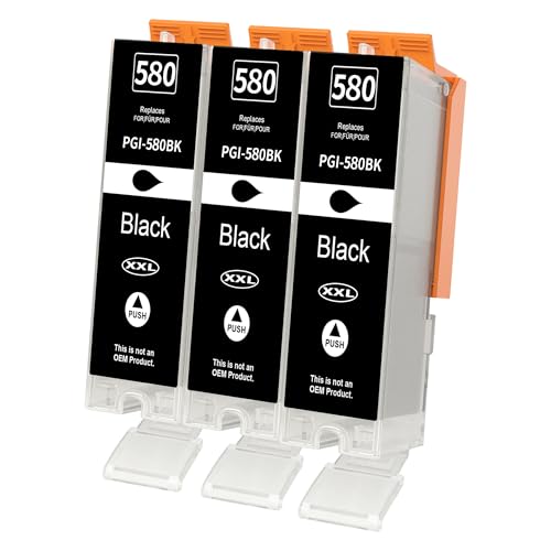 Jhaan PGI-580XXL PGBK Cartouches d'impression Compatibles pour Canon 580 PGI580 Compatible avec Pixma TS705 TR8550 TS6150 TR7550 TS6250 TR8500 TS8251 TS6350 TS9550...