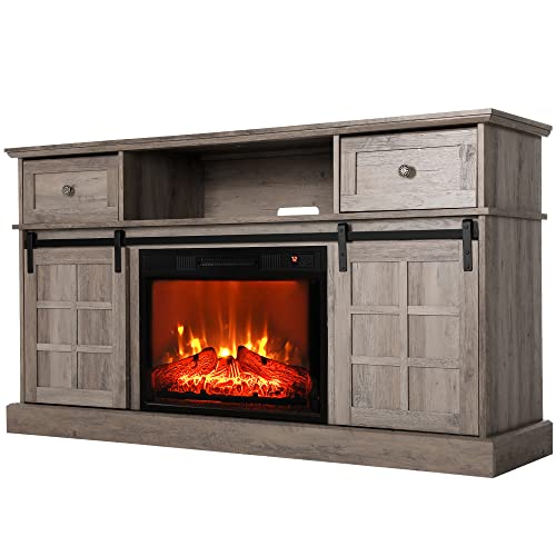 LGHM-Fireplace-TV-Stand-for-65-inch-TV-Entertainment-Center-with-23-Electric-Fireplace-58-Farmhouse-TV-Stand-with-Sliding-Barn-Door-Tall-TV-Console-with-Flip-Drawers-Wash-Gray-492635