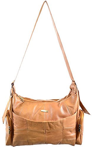 Sac à bandoulière en cuir pour femme à grand format et double compartiment