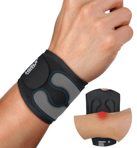 HiRui Wrist Brace for TFCC Support, Ultra-Thin Breathable Wrist Wrap with 3D Cushion Pads, Adjustable Compression Wrist Support for Ulnar Pain, Work, Sports & Daily Use, Fits Both Hands (1, Black)