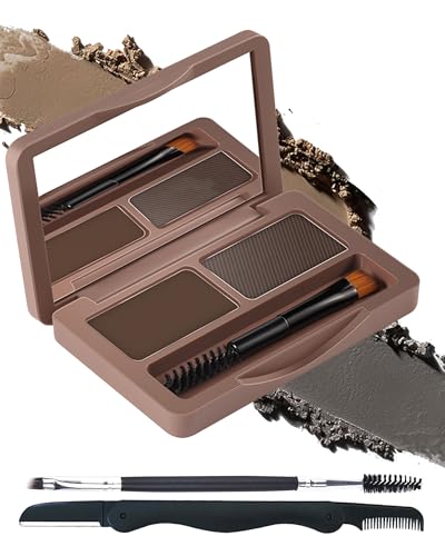 Polvo De Ceja De Dos Colores, Paleta De Polvo De Cejas Mate 2 En 1 Para Realzar Y Definir Las Cejas, Para Maquillaje De Ojos Neutro Con Espejo Y Pincel, Duradero Y Fácil De Colorear Eyebrow Powder Kit