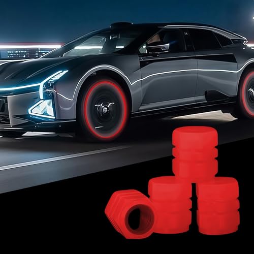 4 bouchons de valve lumineux pour pneus de voiture, Universelles bouchons de valve fluorescents, Bouchons de valve pour vélo, Bouchons de valve en plastique...