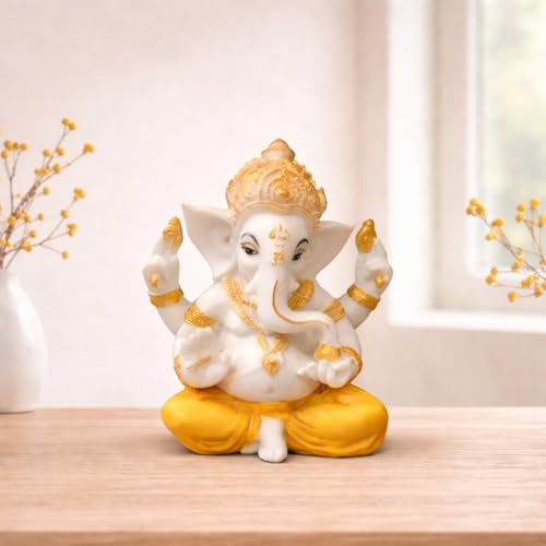 Image of ARMONIA Premium Lord Ganesha Idol for Home Decor - 17cm Handmade Ganesh Murti | Marble Dust Finish Ganpati Statue for Mandir, Office Desk | Best Spiritual Gift for Diwali, Wedding & Housewarming