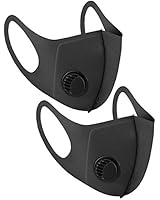 NUÜR Reusable Black Face Mask, with Air Valve and Ear Loops, Breathable, Soft, Washable, Durable for Everyday Public Use