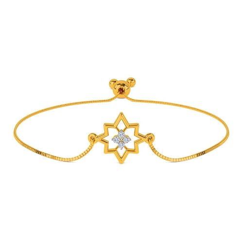 KISNA JEWELS 14K BIS Hallmark Pure Yellow Gold & SI Real Diamond bracelets For Women Size -7