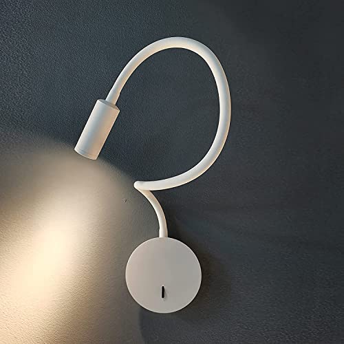 Modern Adjustable Swing Arm Plug in Wall Sconce，Matte Black，Led Wall Mount Lights, Up Down Wall Lamp For Bedroom Bedside House Reading Living Room Hallway-350 Rotation Adjustment Lighting (White) by DJAMEL - Image 2