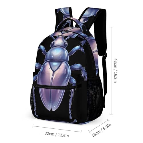 Silver Beetle Backpack Shoulder Bags Lunch Bag Pencil Case Box 3 Set Daypack Cute2