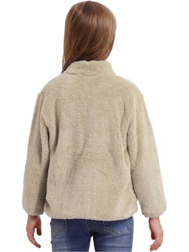 Kids Lightweight Fleece Jacket Coats Long Sleeve Stand Collar Overcoats with Pockets Fall Winter Casual Outwear2