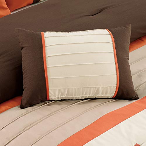 Chezmoi Collection Serene 7-Piece Luxury Autumn Floral Embroidery Comforter Set, California King, Orange/Brown/Taupe #TOP5