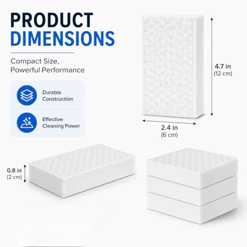 Image of Magic Eraser Cleaning Sponge for Walls, Kitchen & Bathroom - Multi-Surface EVA Foam Scrubber Removes Tough Stains, Marks & Dirt with Just Water | Non-Scratch Cleaning Pad (Pack of 15)