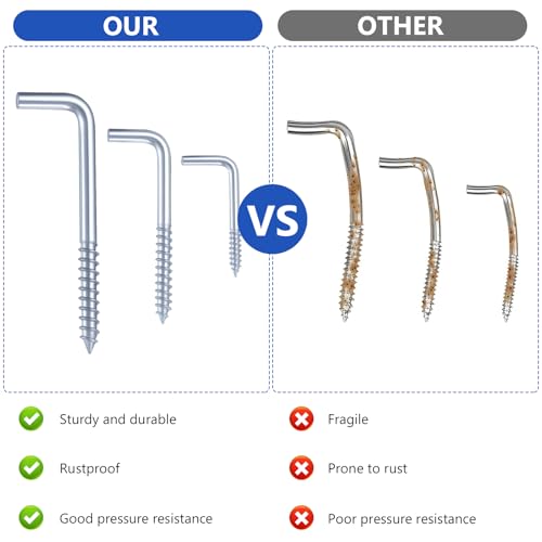 256 Stück Schraubhaken mit Dübel, Schraubhaken Hakenschrauben, gerade Bilderhaken zum Schrauben, Winkelhaken Rechtwinklige Wandhaken zum Schraubenhaken, Metallhaken für Haus Büro Aufhängen