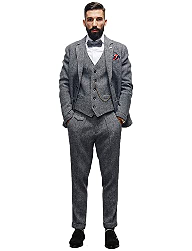 Costume à chevrons 3Pcs homme pour silhouette affinée et confort en smoking