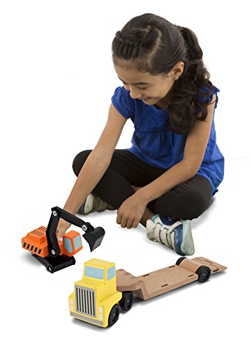 Melissa & Doug Trailer And Excavator Wooden Vehicle Set (3 Pcs) #TOP2