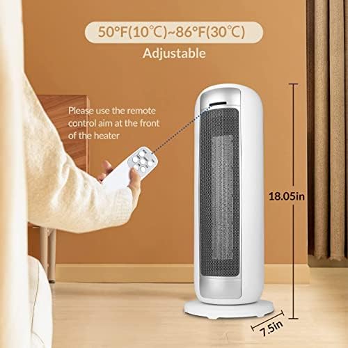 Electric Heater 2000W Fast Heating, Primevolve 19 Inches Space Heater with Remote Control, 90° Oscillation, Thermostat, 1-9H Timer, 3 Adjustable Levels(Low/High/Fan), Overheat/Tilt Protection