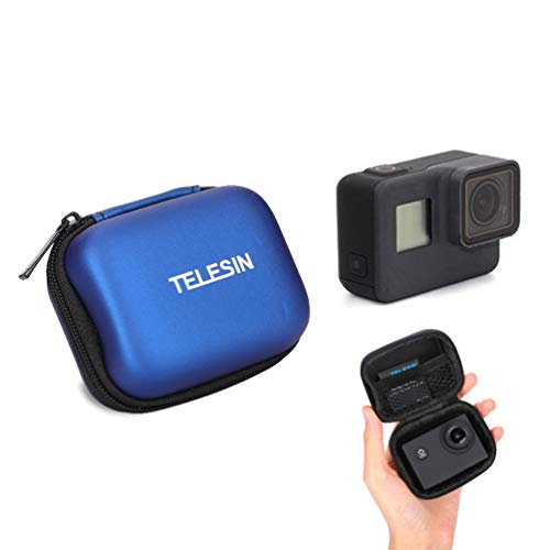 voor GoPro-tas, beschermende mini-opslag GoPro-hoes voor GoPro Hero 7 6 5 4 3 2018-sessie Draagbaar reizen PU-leer Waterdichte zwarte tas voor GoPro-accessoires (blauw)