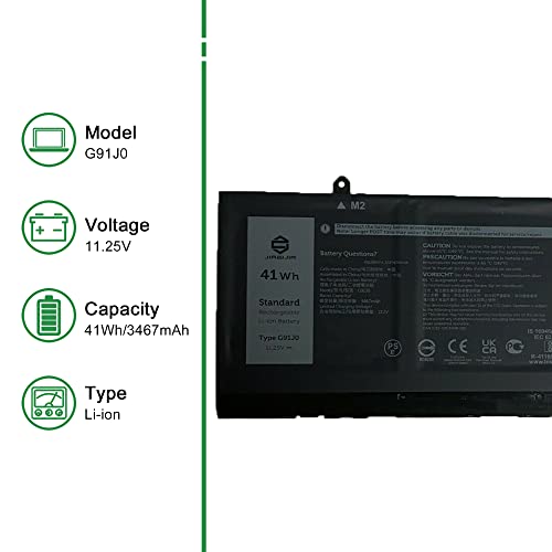 Image of G91J0 Laptop Battery Replacement for Dell Inspiron 3510 3511 3515 5510 5515 5518 5310 5410 5415 5418 Series Notebook 0927N5 0927N5 G91JO Black 11.25V 41Wh 3467mAh