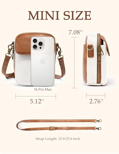 Image of Yarnic Small Crossbody Bag, Vegan Leather Cell Phone Purse for Women, Vintage Wallet Bag with Card Slots
