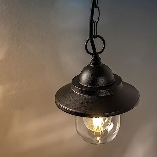 CGC Lighting Coach Lantern Outdoor Outside Wall Light Garden Porch Patio Garden Traditional Conservatory Door Shed Vintage Retro (Black Hanging)