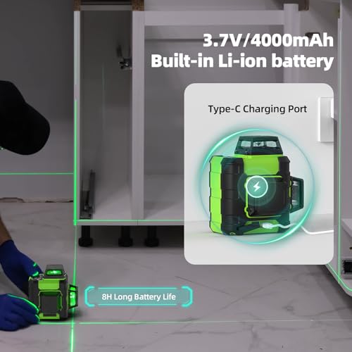 image for Huepar Laser Level 360° with Tall Tripod, Self Leveling Rechargeable 