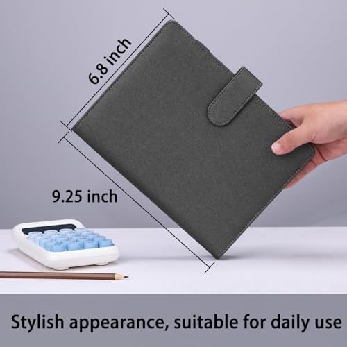 Image of Antner A5 Notebook Binder with 6 Ring Photocard Cover, PU Leather Refillable Budget Binder Loose Leaf Personal Organizer with Magnetic Buckle, Glitter Black