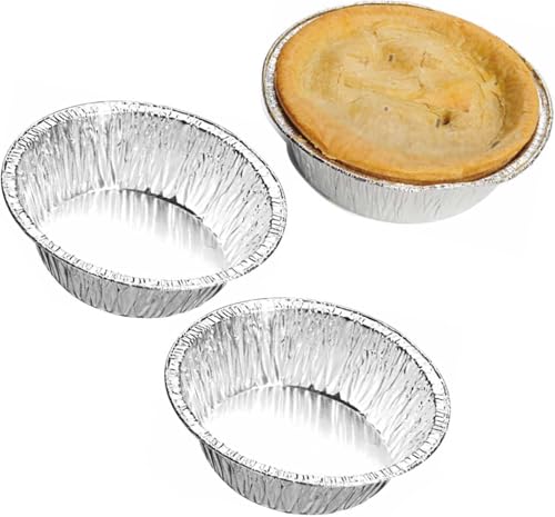 Round Disposable Aluminum Meat and Potato Pie Tins 3 Round Foil Pans Sturdy & Recyclable Perfect for Baking Catering & Takeaway Approx 3 Inch Base/Approx 5 Inch Top Diameter (20)