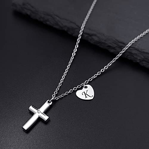 Xoyoyzu Small Dainty Cross Necklace For Girls Heart Initial Letter Pendant Stainless Steel Jewelry Birthday Gifts For Women Teen Girls #TOP3