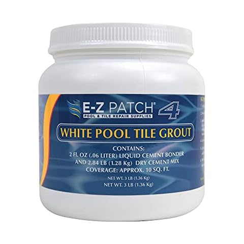 E-Z Patch 4 White Pool Tile Grout for DIY & Pro Repairs - Color Adjustable Grout Refresh (3 Pounds) Cover