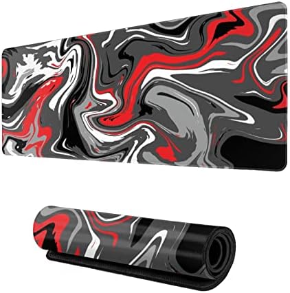 XXL Gaming Mouse Mat, 800X300mm Mouse Mat Large Size, Personalized Design, Comfortable Mouse Mat with Anti-Slip Rubber Base, Marble Art Liquid Strata Design Mouse Mat for Office, PC Gamer