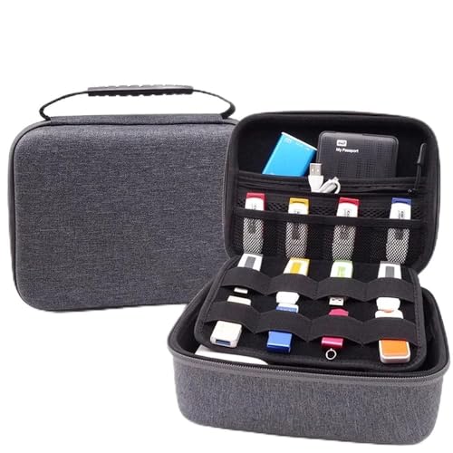 GUANHE Estuche organizador de cables para disco duro externo de 3,5 pulgadas, color gris, para disco duro, para disco flash USB/VR / CP1200/Focusrite Scarlett 2i2