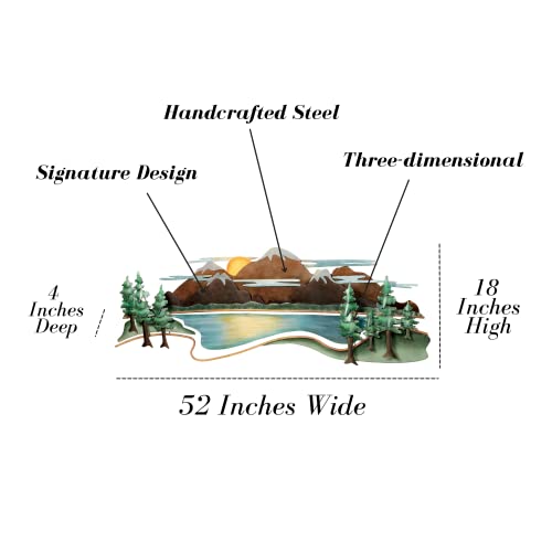 Touch Of Class Moutain View Metal Wall Sculpture Multi Earth - Made Of Steel - Metallic Art Decor For Bedroom, Living Room, Office, Lodge - Large Horizontal Landscape Artwork #TOP2