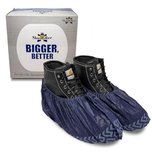 ShuBee Original Disposable, Extra-Large Boot and Shoe Covers, Thicker & Stronger, Durable Protection for Floors, Dark Blue - 50 Pairs