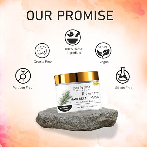 Image of Drontika Wild & Pure Korean Rosemary Oil Hair Mask - For Dry & Frizzy Hair, Smoothening & Hair Fall Control | With White Fenugreek & Camellia - 120ml (1 Count)