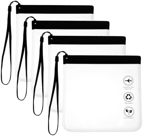 4 PCS Neceser Transparente Viaje Avion,Neceser Viajebolsas De Líq...