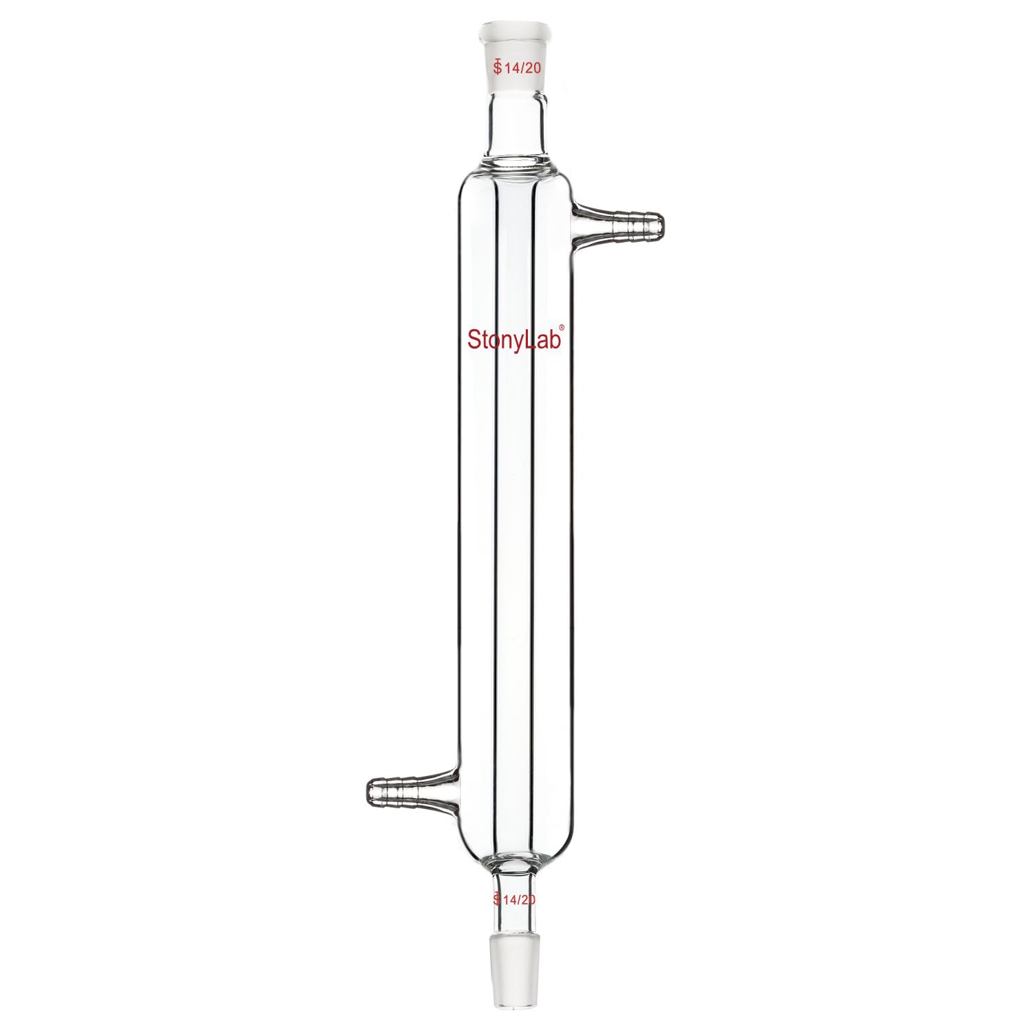 stonylab Condenseur Liebig, Condenseur en Verre Borosilicaté avec Joint 14/20 Longueur de Veste de 200 mm Condenseur en Verre de Laboratoire