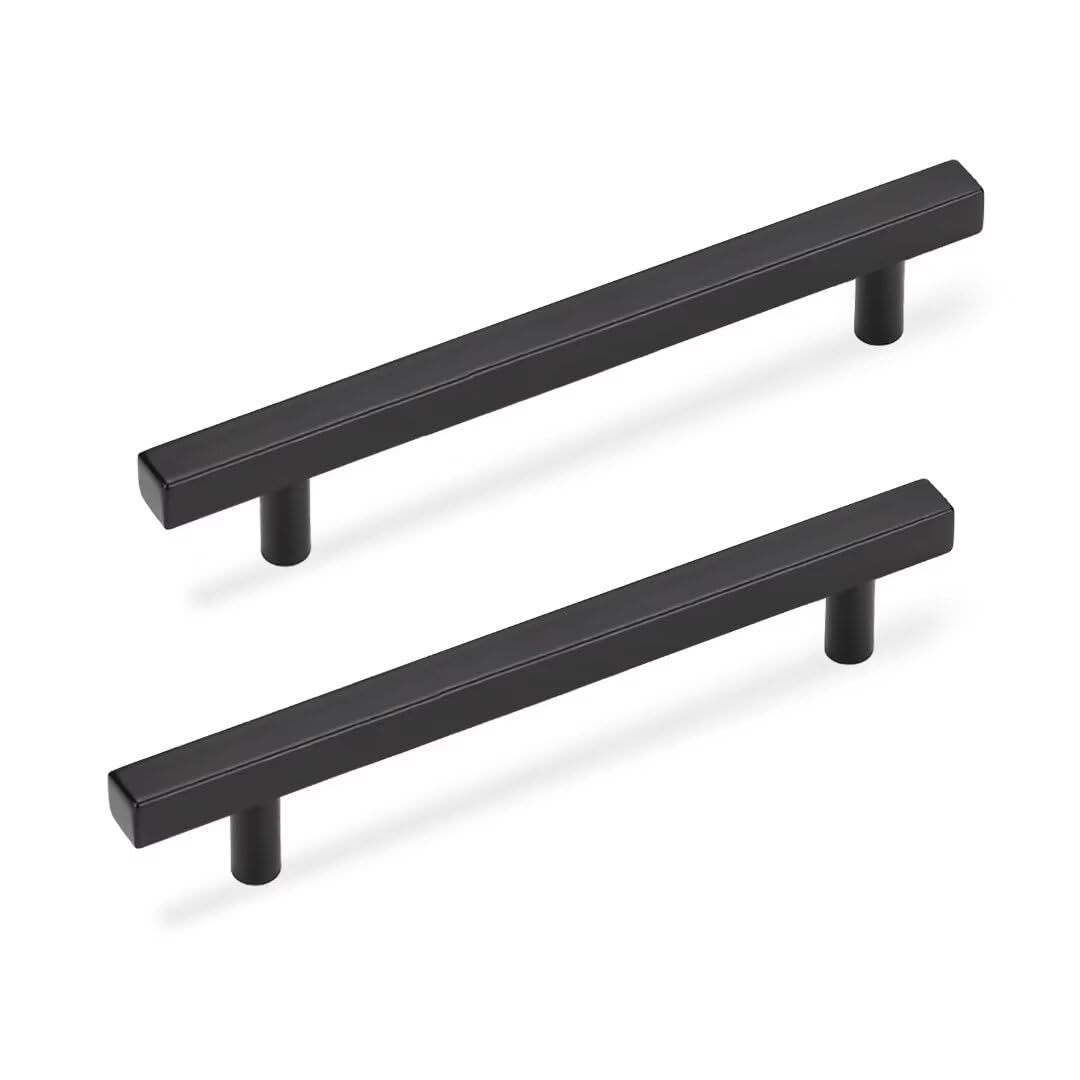NIZADO 3 3/4 Inch Matte Black Cabinet Pulls, Modern Dresser Drawer Handles 12 Pack, Square Kitchen Cabinet Handles, 6 Inch Overall Length